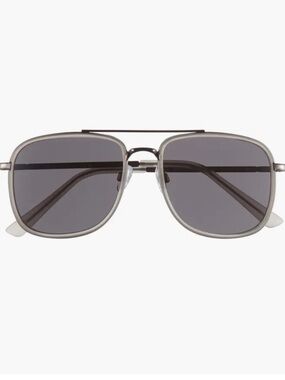 Shield Flat Top Navigator Sunglasses Gold Lens Oversized luxury-coded silhouette